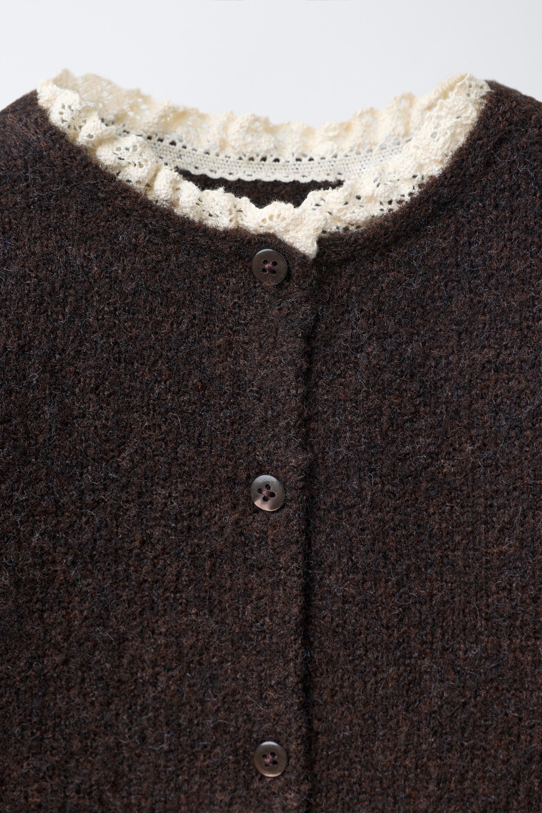 2-IN-1 LACE KNIT CARDIGAN WITH WOOL